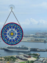 Mandala Suncatcher Stained Glass - Handmade Gifts for Women, Suncatchers for Windows - Window Hangings with Chain and Hook, 6 inch Stained Glass Suncatcher for Mom
