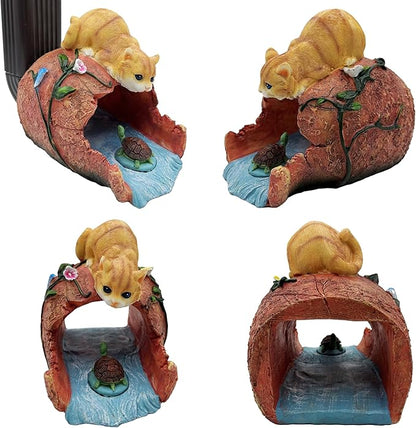 Funny Cat Garden Sculpture & Statue, Outdoor Decor Ornament, Gutter Diverter Rain, Downspout Extender, Eco-Friendly Resin, Splash Block, Perfect for 3"x4" Gutters, Unique Gift