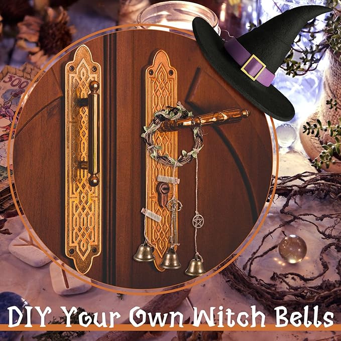 Charniol Witch Bells DIY Kit for Door Knob for Protection Witch Bell Witchy Decor Hanging Witchcraft Decorations Witches Wind Chimes