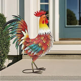21in Metal Rooster Yard Decor, Outdoor Garden Statues, Metal Chicken Sculpture for Backyard Garden Patio Kitchen Décor