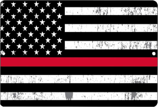 Rogue River Tactical Thin Red Line Firefighter Flag Metal Tin Sign Wall Decor Man Cave Bar Support Fire Fighters