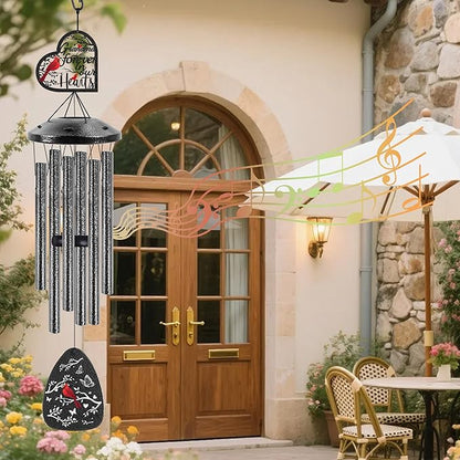 Memorial Gifts for Loss of Grandma, Wind Chimes for Outside, Sympathy Wind Chimes with Cardinal Plaque for Garden Patio Porch Decor, Bereavement Condolence Remembrance Gifts for Family