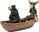 Moose and Black Bear in a Boat Statue