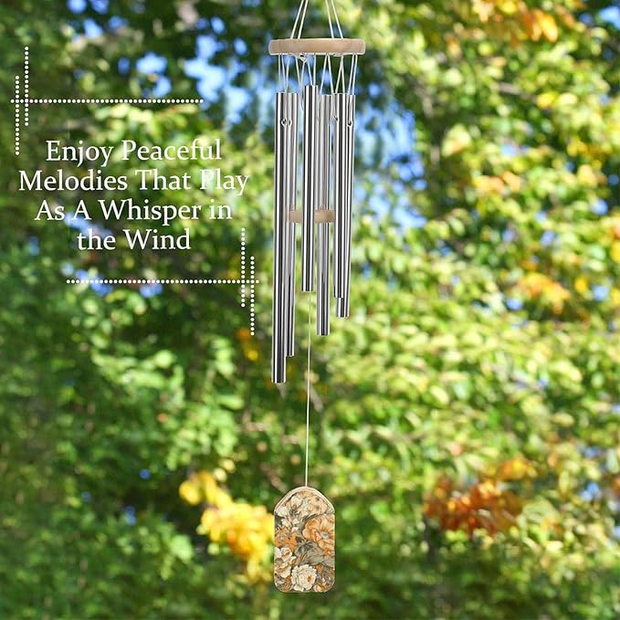 Wind Chimes for Outside,Many Flowers Bloomed Printed Cute Aluminium Windchimes Outdoors,Soothing Melodic Memorial Wind Chime for House Porch Patio Garden Balcony Decor
