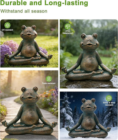 Nacome Meditating Frog Miniature Figurine,Zen Yoga Frog Garden Statue Ornament- Indoor/Outdoor Garden Sculpture for Fairy Garden,Home, Patio,Deck,Porch Yard Art Decoration,5 inch(Copper)Christmas Gift