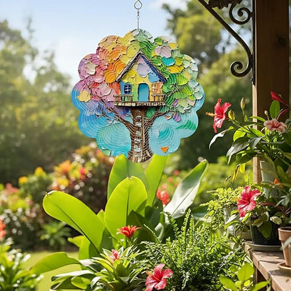 12 Inch 3D Kinetic Wind Spinner for Garden and Yard, Laser-Cut Stainless Steel, Mesmerizing Hanging Decor for Outdoor Patio & Indoor, Dreamer Nest-12