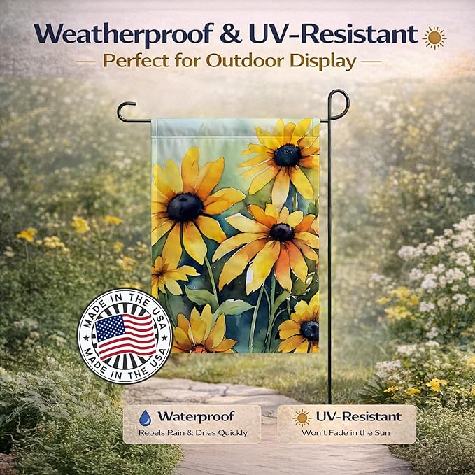 Caroline's Treasures Maryland Black-Eyed Susans in Watercolor Garden Flag Mailbox Flag Decorative Yard Flag Banner Outside Patio Artwork Yard Flower Beds, Garden Size, Multicolor