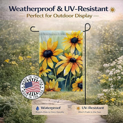 Caroline's Treasures Maryland Black-Eyed Susans in Watercolor Garden Flag Mailbox Flag Decorative Yard Flag Banner Outside Patio Artwork Yard Flower Beds, Garden Size, Multicolor
