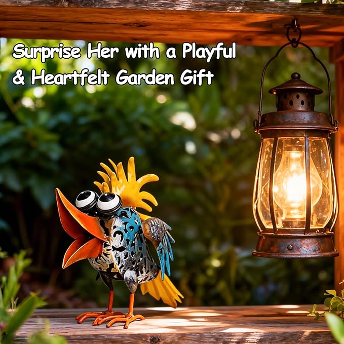 Metal Yard Art - Metal Bird Garden Decor, Outdoor Animal Sculpture Lawn Art Decor, Large Yard Art for Patio Balcony Front Backyard - Birthday Gifts for Mom Grandma Women
