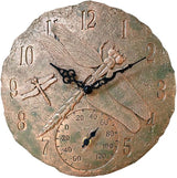 Lily's Home Hanging Wall Clock, Includes a Thermometer, Ideal for Indoor and Outdoor Use, Wonderful Housewarming Gift for Friends, Polyresin