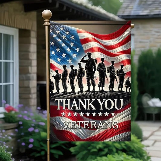 BlissYard Veterans Day Garden Flag 12x18 Inch, Thank You Veterans Double Sided Garden Flag for Outside Yard Decor, Military Veteran Garden Flags Veterans Day Yard Flag, Memorial Honor Gift for Veterans