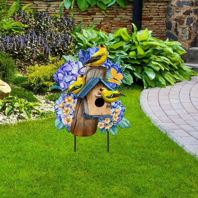 Briarwood Lane Goldfinches and Hydrangea Metal Art