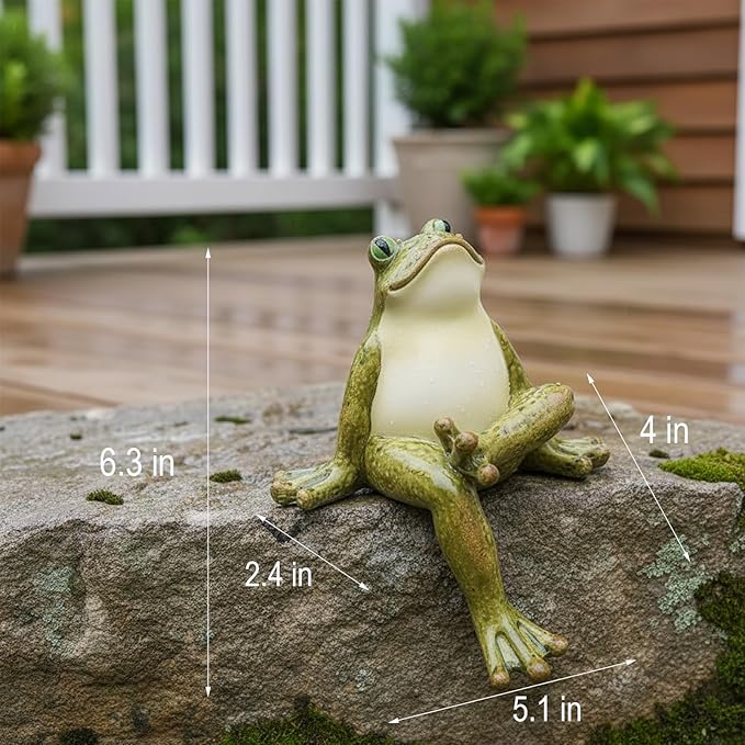 Braxio Frog Statue Outdoor Garden Decor - 2-Pack Sitting Frog Sculptures for Patio, Yard, Plant Pot, Cute Cartoon Frog Figurines Home Decor Gift, Resin Art Ornament 4.2 x 4.5 x 5.2 Inches