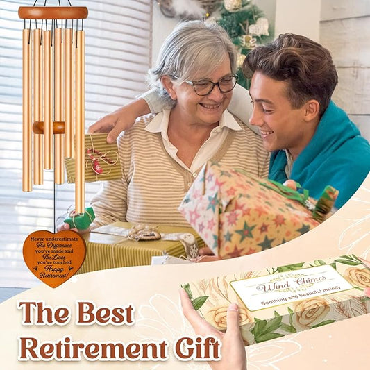 Retirement Gifts for Women, 36" Retirement Wind Chime for Women Men, Happy Retirement for Friends Teachers Nurse Boss Colleague Female, Going Away Gifts, 36" Garden Decorations for Outside