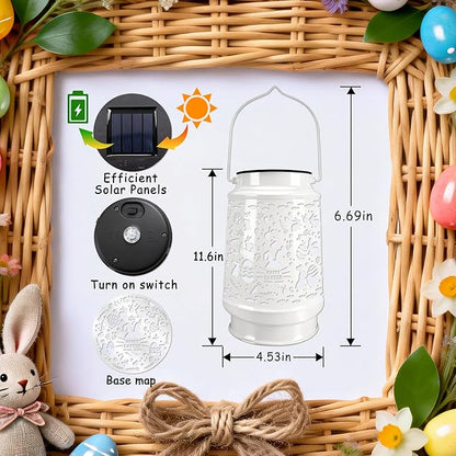 Easter Decoration for Outdoor Solar Lanterns Waterproof Garden Decor,Metal Table Decorative Light Gardening Patio Yard Lawn Backyard Front Porch Pathway