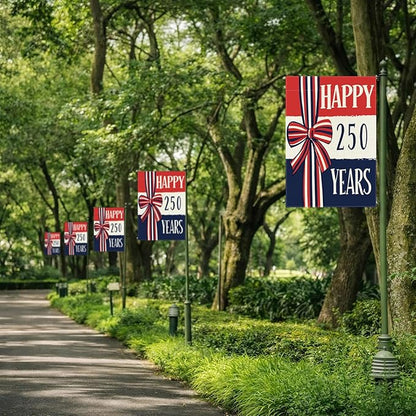 250 Years America Anniversary Garden Flag, Double-sided HAPPY 250 YEARS Patriotic 4th of July Yard Sign for Outdoor Independence Day Decoration