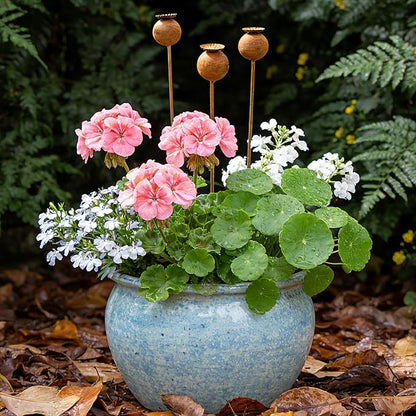 Metal Flowers for Outside - 3PCS Decorative Garden Stakes, Flower Bed Decorations Outdoor, Metal Garden Yard Art Sculpture for Lawn Porch Pathway Patio