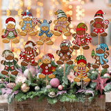 Zonon 12pcs Winter Garden Decorations Winter Snowflake Metal Planter Stakes for Patio Lawn Planter Pot Xmas Nutcracker Gingerbread Yard Stake Signs Outdoor Lawn Decor Party Favor(Gingerbread)