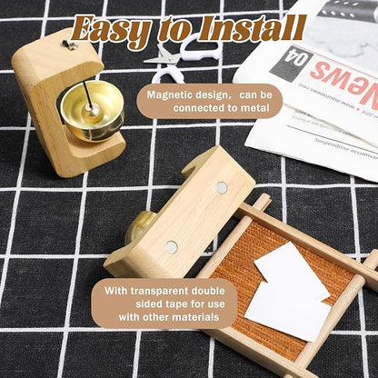 2 Pack C Shape Shopkeeper Bell for Door Opening Magnetic Wooden Door Chime Bell Wind Chime Doorbell Decoration Housewarming Gift for Restaurant Refrigerator Room Garden