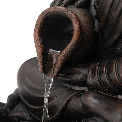 Glitzhome Buddha Statues 21" H, Zen Style Outdoor Buddha Fountian with LED Light & Pump, Outdoor Floor Freestanding Fountain Meditative Garden Buddha Sculptures & Statues for Garden Porch Lawn Decor