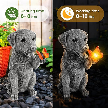 Solar Garden Statues Outdoor Decor, Garden Decor Dog Statue for Yard, Patio, Lawn Outside, Ideal Christmas Birthday Mothers Day Gifts for Mom Women Grandma