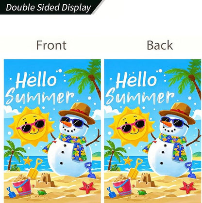 BlissYard Welcome Summer Garden Flag Sunglasses Snowman on Beach Hawaii Seaside Sunshine Decor Seasonal Outdoor Welcome Yard Flag 12 x 18 Inch Double Sided Decoration