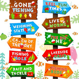 Jetec 20 Pieces Fishing Party Directional Signs The Big One Welcome Signs Backyard Door Cutouts Summer Birthday Baby Shower Party Favor Ideas Decoration Supplies