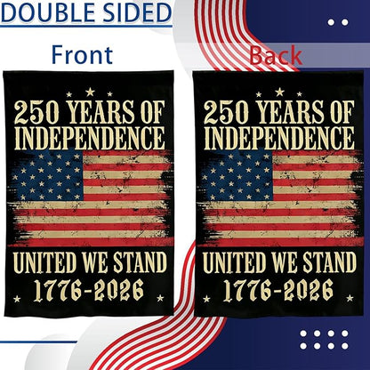 1776-2026 250th Anniversary USA Garden Flag, 4th of July Garden Flag for Outside, 12x18 Double Sided Outdoor Decoration for Independence Day, Red White Blue American Flags, Patriotic Banner for Yard