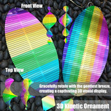 2pcs in Set Gradient Rainbow Helix Metal Wind Spinners for Yard and Garden,12 Inch 3D Stainless Steel Hanging Kinetic Yard Art Wind Sculpture Decor Outdoor Indoor (Cold Pattern)