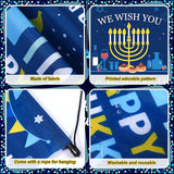 Tegeme 3 Pcs Hanukkah Door Sign Flag Chanukah Blue White Door Hanging Banner Menorah Star of David Menorah Wall Decoration for Hanukkah Party Supplies Outdoor Indoor Decoration