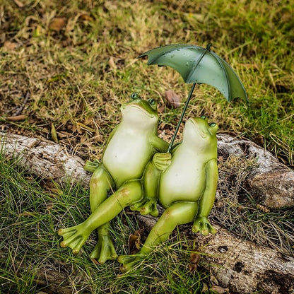 Couple Frogs Garden Outdoor Statue - Frogs Decor Garden Statue 8.5" x 11" x 6.5"