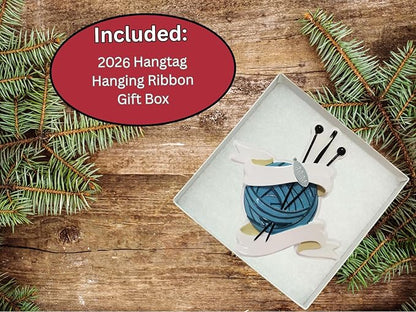Knitting Gifts, Gifts for Knitters, Knitters Gift, 2026 Knitting Christmas Ornament Colorful, Easy to Personalize at Home - Comes in a Pretty Organza Gift Bag so It's Ready for Giving