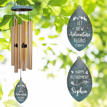 ASTARIN Personalized Happy Retirement Gifts, Custom Name Retirement Wind Chimes for Women Men, 35" Large Deep Tone Wind Chime Retire Gifts for Husband Friends Parents(Produced in USA)