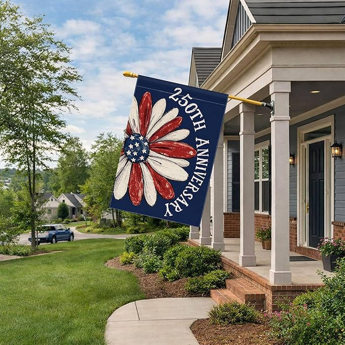 250th Anniversary America Garden Flag, 250 Anniversary USA Flag Patriotic Banner 250 Years of Freedom Yard Sign 4th of July Double-Sided Waterproof 1776-2026 Commemorative Flag 28x40 Inch