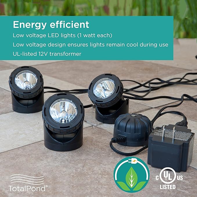 TotalPond Pond and Landscape LED Lights, 3-Piece Set, Height : 5.91 Width : 8.7 Depth : 8.7