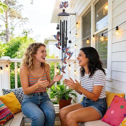 Hummingbird Wind Chimes for Outside - Waterproof Metal Windchimes Indoor Outdoor Patio Garden Yard Backyard Balcony Porch Hanging Decor Birthday Gift for Women Men Mom Grandma Wife Friends