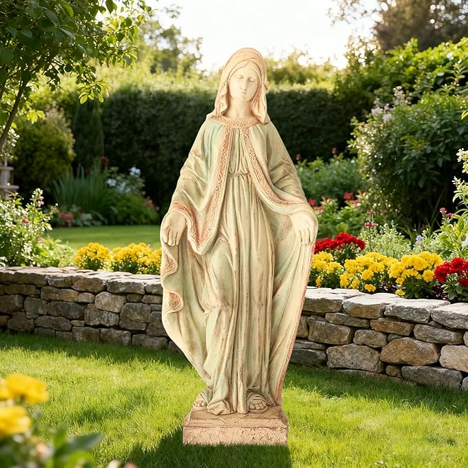 EROMMY Virgin Mary Garden Statue Outdoor 31.5” – Large Praying Holy Madonna Resin Sculpture, Blessed Mother of God Catholic Saint Yard & Lawn Religious Decor