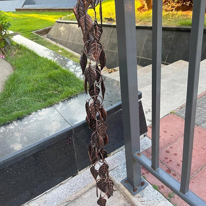 8.5 FT Rain Chain, Leaves Rain Chains for Gutters and Downspouts, Decorative Rain Chains for Outside, Metal Rain Catcher Gutter Chain Downspout, Decorate Your House and Garden, Antique Copper