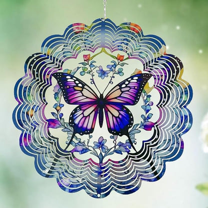 Wind Spinners Outdoor Butterfly，3D Wind Spinner Birthday Gifts for Women Mom Wife Grandma,12 inch Hanging Wind Sculptures Wind Spinner for Yard and Garden
