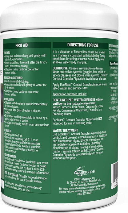 Aquascape EcoBlast Contact Granular Algaecide for Ponds, Waterfalls, Fountains, Streams, and Rocks, 38.4 oz / 1.1 kg, 29312