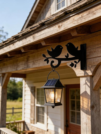 Iron Plant Hangers Hooks for Outdoor -10inch Hanging Plants Flower Fern Pots Lantern Bird Feeder Wind Chimes for Porch Garden Farmhouse (Two Little Birds were Playing on the Branch)