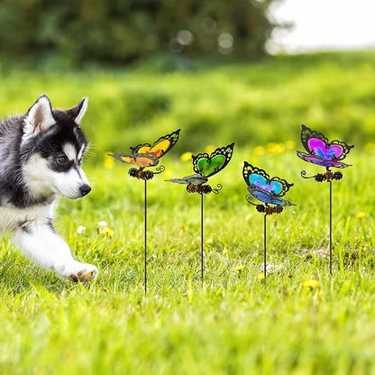 Butterfly Garden Stakes,Kit Made of Glass and Metal,Colorful Butterfly Garden Decorations Can Make the Garden Full of Color and Vitality. (Mix)