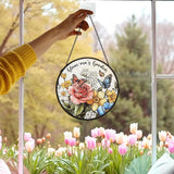 Glamma Mothers Day Christmas Birthday Gifts Suncatcher Stained Glass Window from Grandkids for Grandma, Glam-ma Gift Stained Glass Wall Decor, Glamma's Garden Catchers Indoor Window,7.9x7.9In