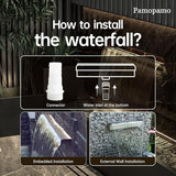 Pamopamo Pond Waterfall Spillway Pool Fountain Water Feature, Black Stainless Steel Outdoor Fountains, Swimming Pool Water Flow Waterfalls Kit for Garden Patio Ponds-35.4"x7.8"x3.9"(NO Light)