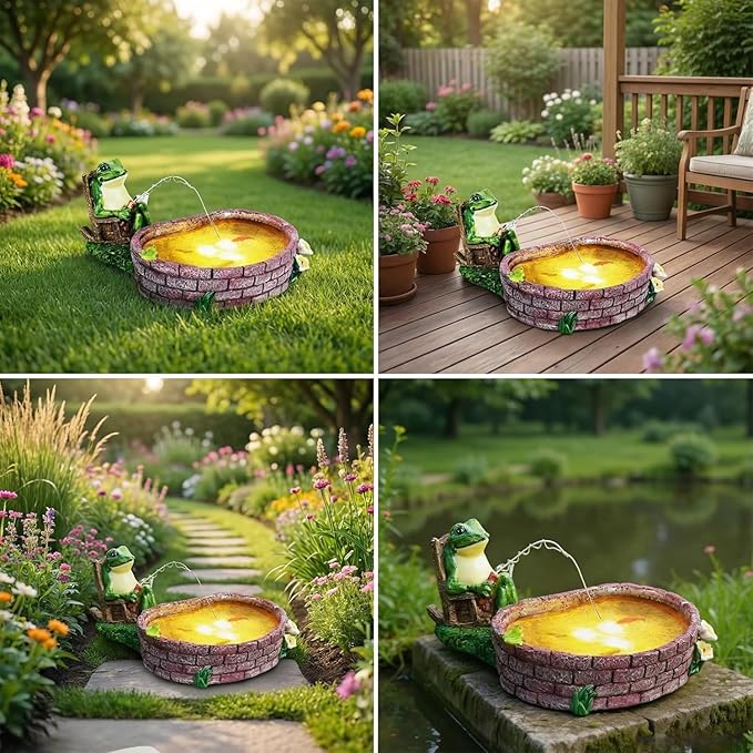 Solar Frogs for Outdoors, Fishing Frog-Shaped Garden Decor, Patios, Yards, and Lawn Ornaments Frog Gifts for Women