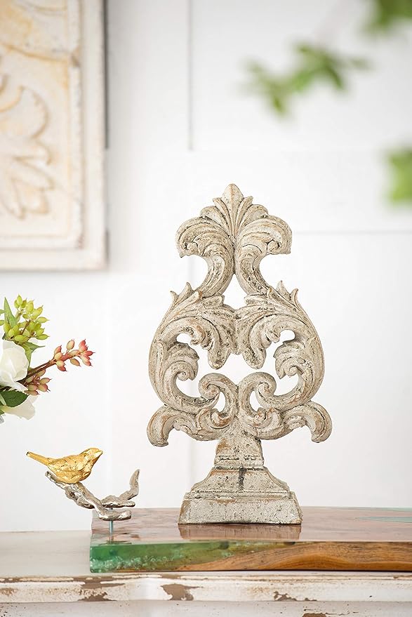 A & B Home 14.5" Decorative Crested Arrow Cement Sculpture with Aged Finish for Indoor Outdoor