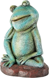 Alpine Corporation ZEN722 15" Thinking Frog Garden Statue – Whimsical Indoor/Outdoor Decorative Figurine, Durable Weather-Resistant, Charming Lawn or Tabletop Décor