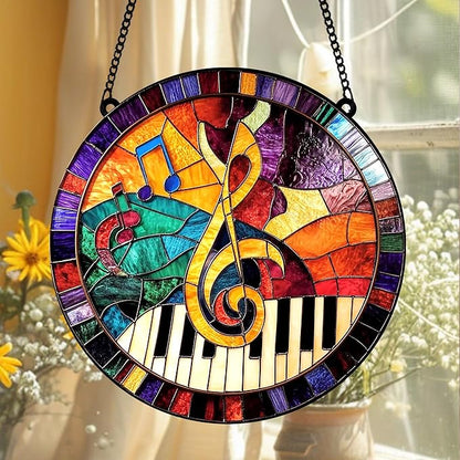 Music Teacher Acrylic Suncatcher Treble Clef Faux Stained Glass Window Hanging Music Lover Piano Teacher Appreciation Gift