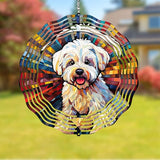 Maltese Dog Wind Spinner Pet Dog Memorial Gifts, Vibrant 3D Kinetic Aluminum Metal Yard Art, Loss of Dogs Sympathy Gifts, Hanging Outdoor Garden Decor, 8" Wind Sculptures for Patio, Porch (Maltese4)