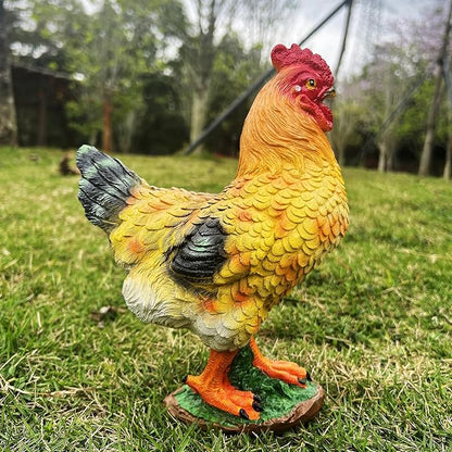 Rooster Garden Statue Decorations, Outdoor Sculpture Chicken Farm Animals Decoration, Chicken Gift Home Decor for Backyard Patio & Lawn Ornament (colorful hen)